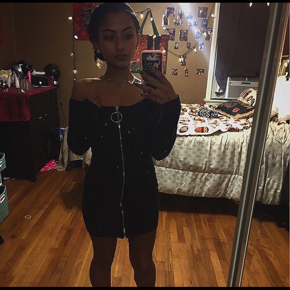 Dark Green Strapless mini dress